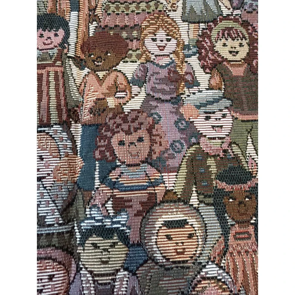 Vintage Tapestry Fabric~Children Of The World Thick Heavy 55